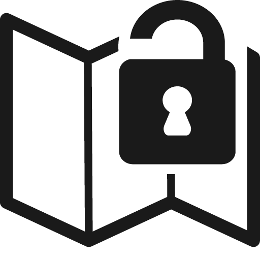 Map unlock icon, solid style, from Font-GIS