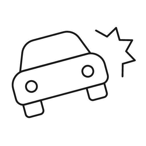 Car crash icon, line style, from Glyphs