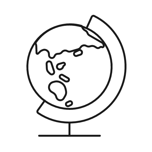 Globe stand east icon, line style, from Glyphs