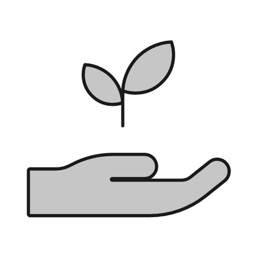 Hand holding seedling duo icon, line style, from Glyphs