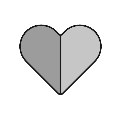 Heart half 1 duo icon, line style, from Glyphs