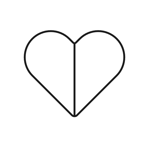 Heart half 1 icon, line style, from Glyphs