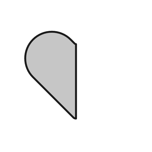 Heart half duo icon, line style, from Glyphs
