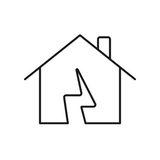 House damage icon, line style, from Glyphs