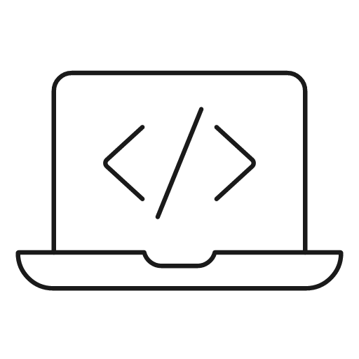 Laptop code icon, line style, from Glyphs