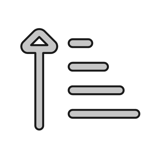 Sort amount up outline icon, outline style, from Glyphs
