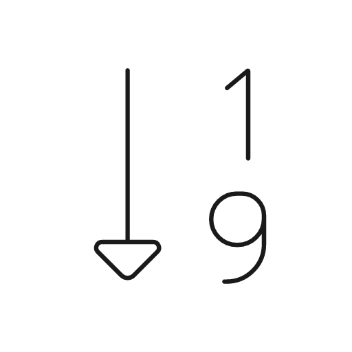 Sort numeric down icon, line style, from Glyphs