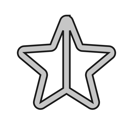 Star half 1 outline icon, outline style, from Glyphs