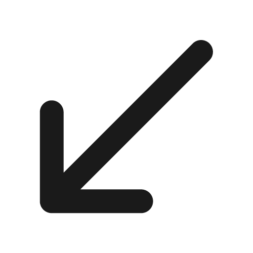 Arrow down left icon, solid style, from Gravity UI Icons