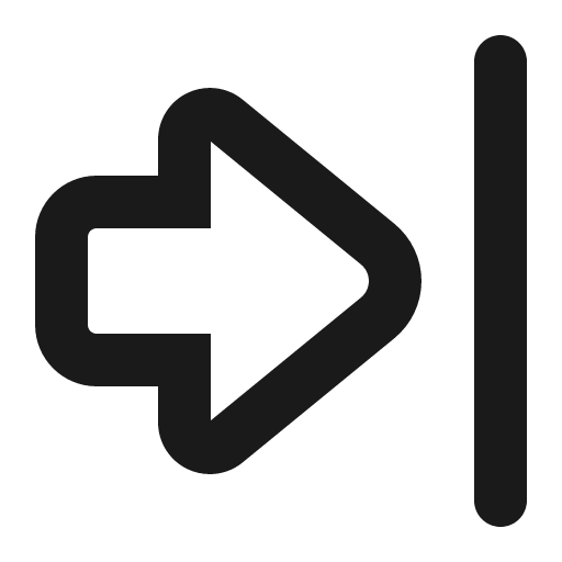 Arrow shape right to line icon, outline style, from Gravity UI Icons