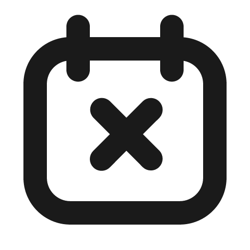 Calendar xmark icon, solid style, from Gravity UI Icons