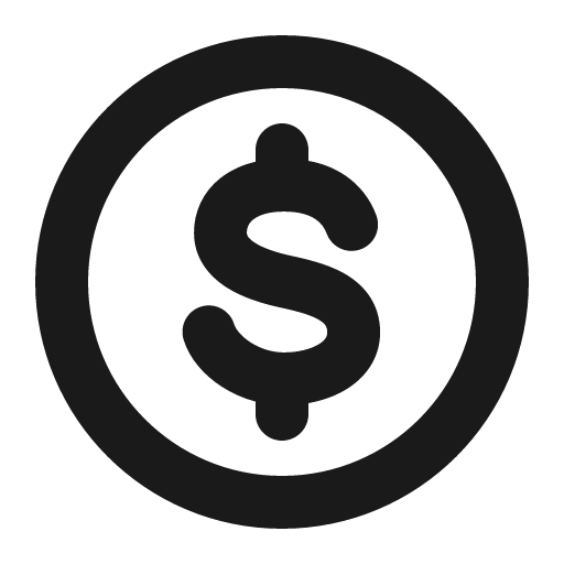 Circle dollar icon, solid style, from Gravity UI Icons