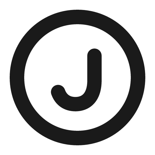 Circle letter j icon, solid style, from Gravity UI Icons