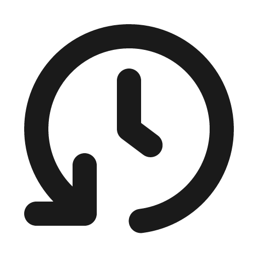 Clock arrow rotate left icon, solid style, from Gravity UI Icons