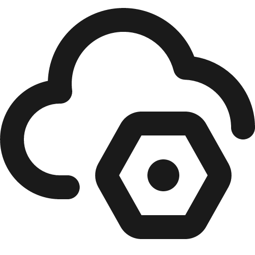Cloud nut hex icon, solid style, from Gravity UI Icons