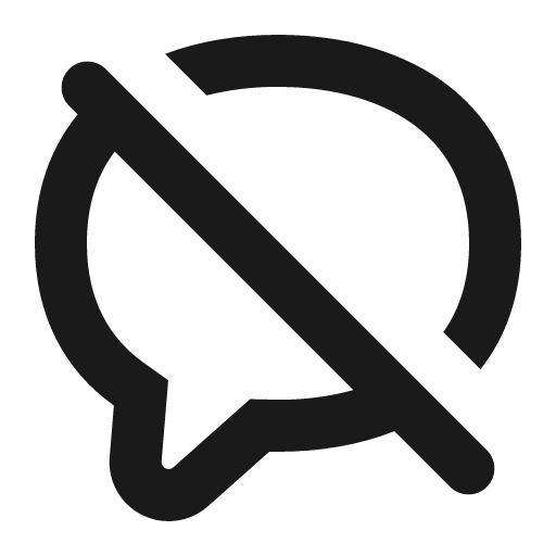 Comment slash icon, solid style, from Gravity UI Icons