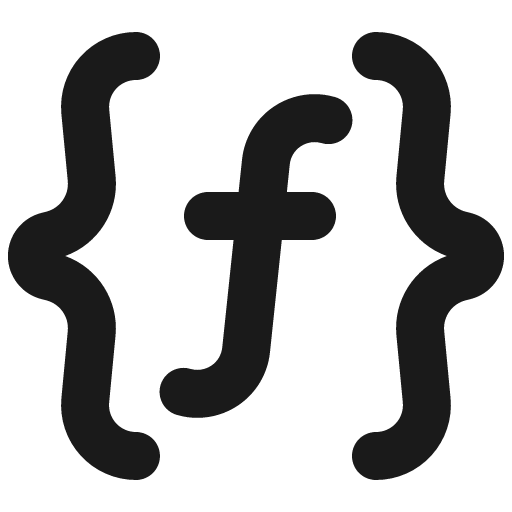 Curly brackets function icon, solid style, from Gravity UI Icons