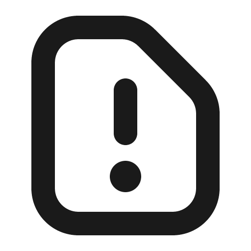 File exclamation icon, solid style, from Gravity UI Icons