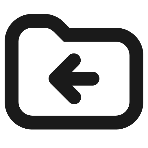 Folder arrow left icon, solid style, from Gravity UI Icons