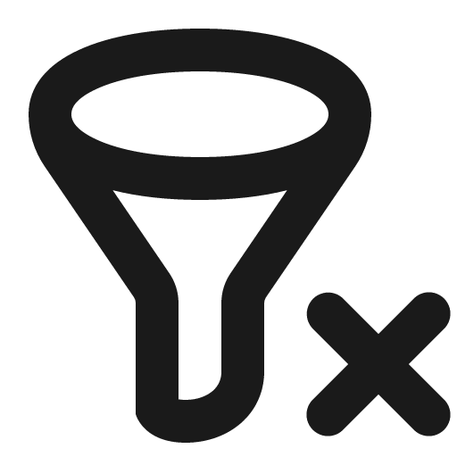 Funnel xmark icon, solid style, from Gravity UI Icons