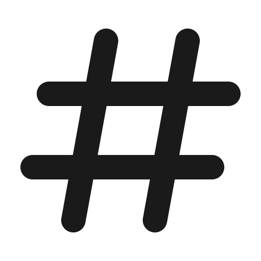 Hashtag icon, solid style, from Gravity UI Icons