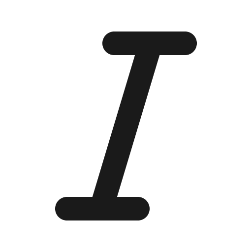 Italic icon, solid style, from Gravity UI Icons