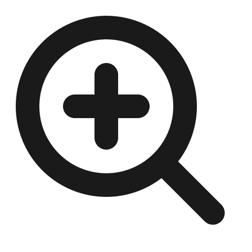 Magnifier plus icon, solid style, from Gravity UI Icons