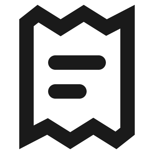 Receipt icon, solid style, from Gravity UI Icons