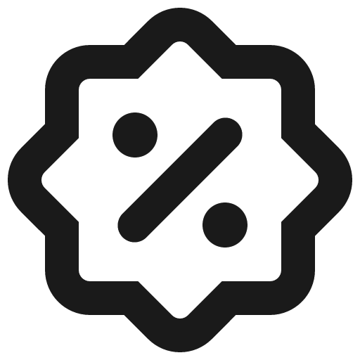 Seal percent icon, solid style, from Gravity UI Icons