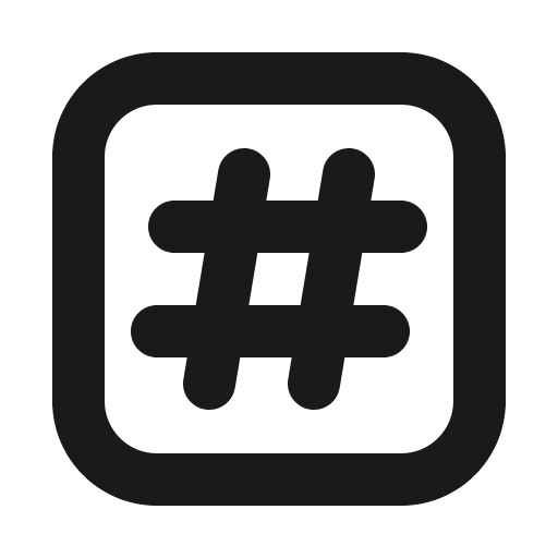 Square hashtag icon, solid style, from Gravity UI Icons
