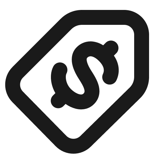 Tag dollar icon, solid style, from Gravity UI Icons