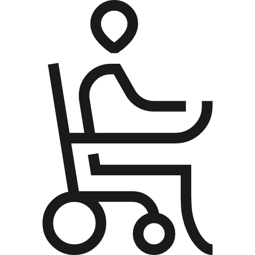 Electric wheelchair icon, line style, from Guidance