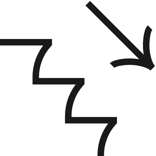Stairs down arrow icon, line style, from Guidance