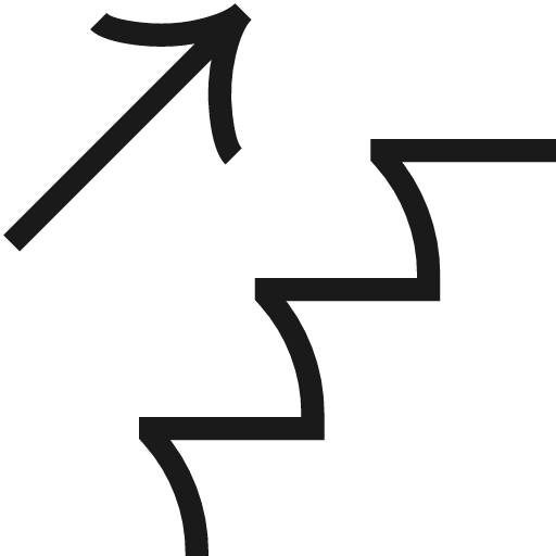 Stairs up arrow icon, line style, from Guidance