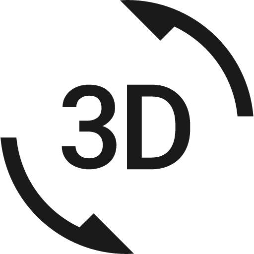 Baseline 3d rotation icon, solid style, from Google Material Icons