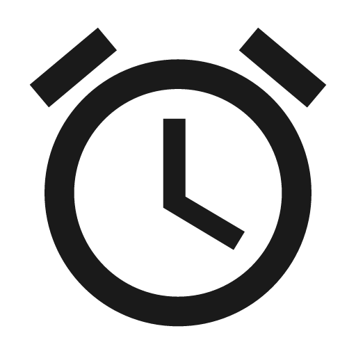 Baseline alarm icon, solid style, from Google Material Icons