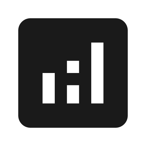 Baseline analytics icon, solid style, from Google Material Icons