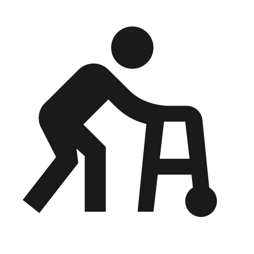 Baseline assist walker icon, solid style, from Google Material Icons