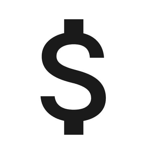 Baseline attach money icon, solid style, from Google Material Icons