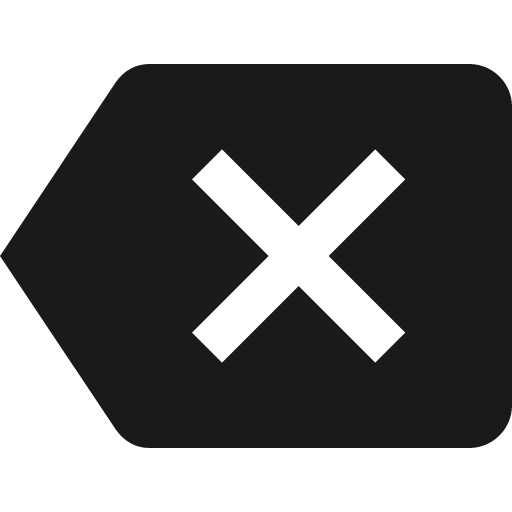 Baseline backspace icon, solid style, from Google Material Icons