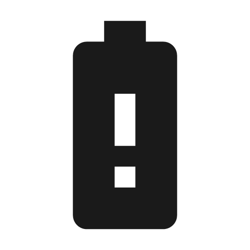 Baseline battery alert icon, solid style, from Google Material Icons