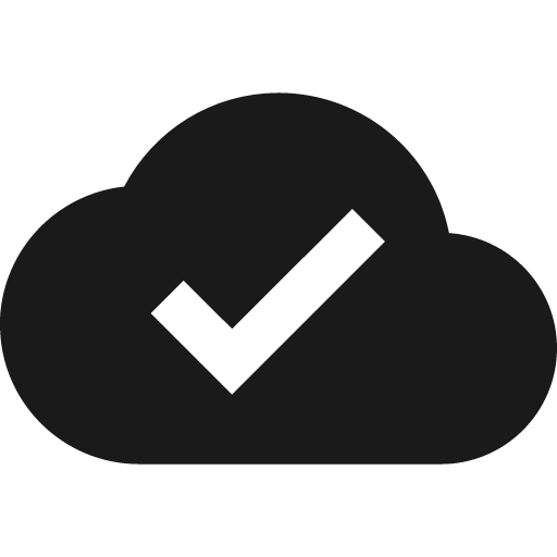 Baseline cloud done icon, solid style, from Google Material Icons