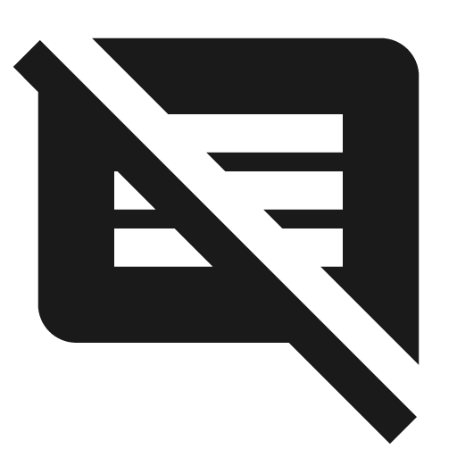 Baseline comments disabled icon, solid style, from Google Material Icons