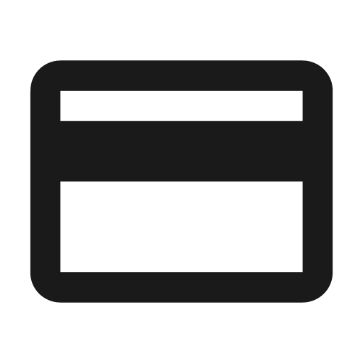 Baseline credit card icon, solid style, from Google Material Icons