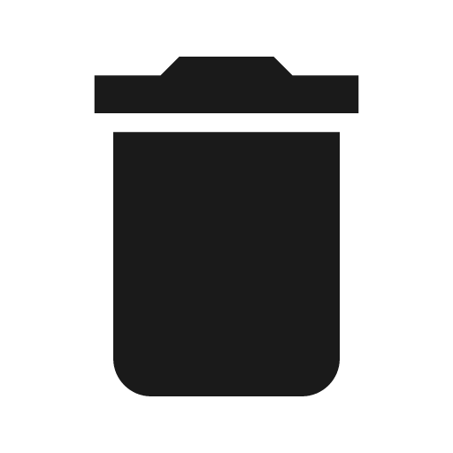 Baseline delete icon, solid style, from Google Material Icons