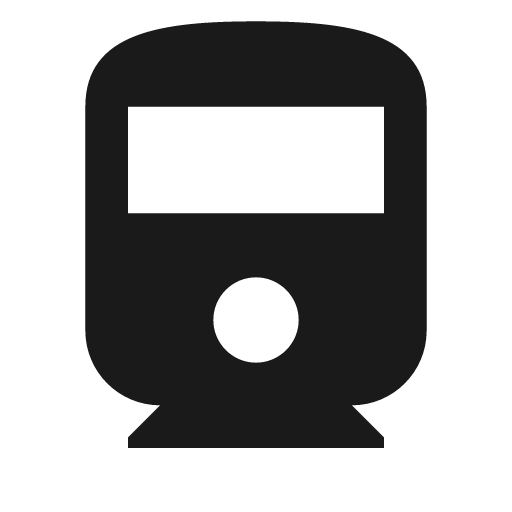 Baseline directions railway icon, solid style, from Google Material Icons