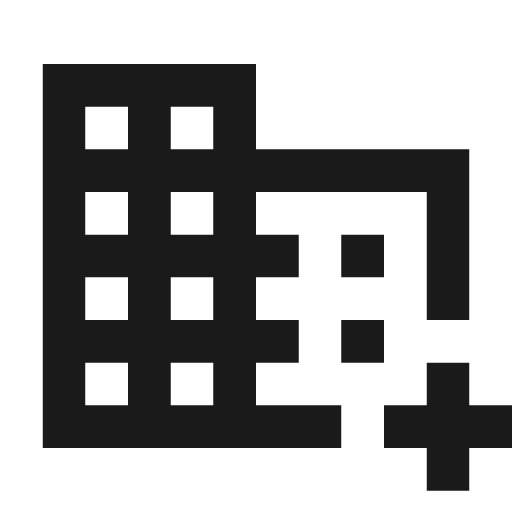 Baseline domain add icon, solid style, from Google Material Icons