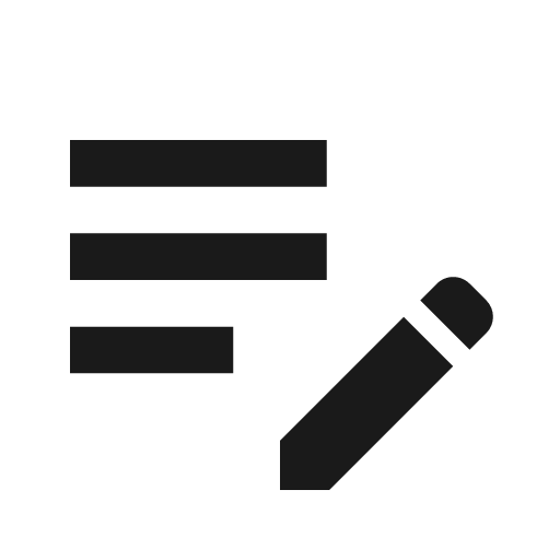 Baseline edit note icon, solid style, from Google Material Icons
