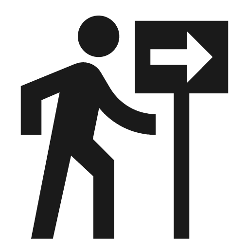 Baseline follow the signs icon, solid style, from Google Material Icons