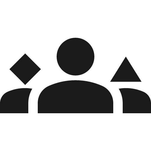 Baseline groups 3 icon, solid style, from Google Material Icons